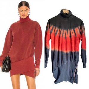 Young Fabulous & Broke Tie Dyed Long Sleeve Turtleneck Side Zip Tunic Mini Dress
